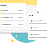 Financial calculator with icons for retirement, home, education, and emergency fund planning
