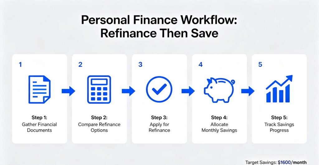 Follow this simple step plan to implement debt refinance and HYSA strategies for low to middle-income earners