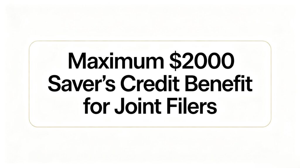 Maximum $2000 Saver's Credit benefit for 2026 joint filers


