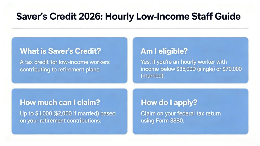  FAQ for Saver's Credit 2026 low wage hourly workers