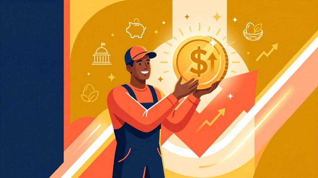 Vibrant finance blog cover showing regular full-time workers getting up to $1000 free government savings bonus under 2026 new IRS tax rules