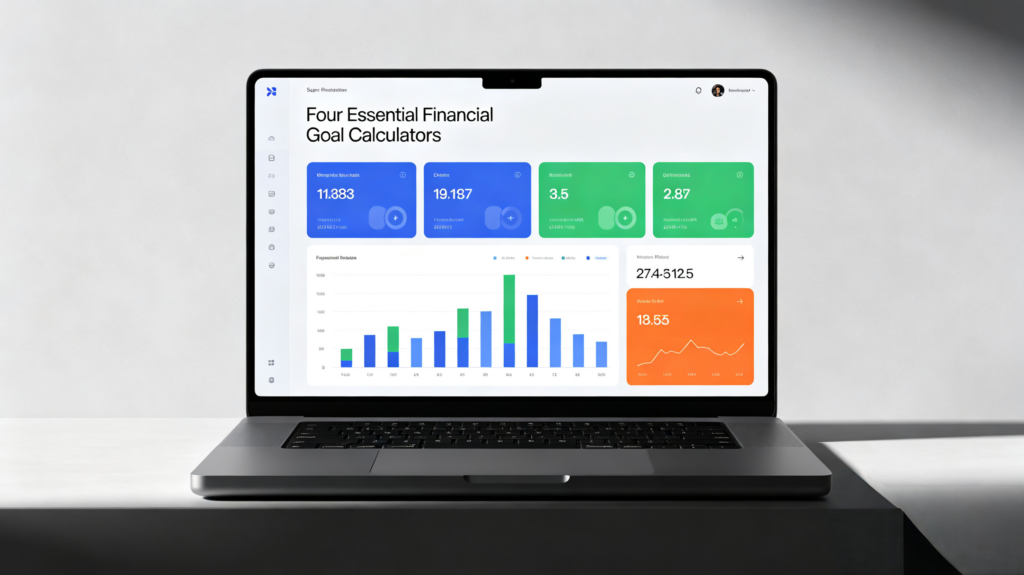Financial dashboard with charts for savings and retirement goals